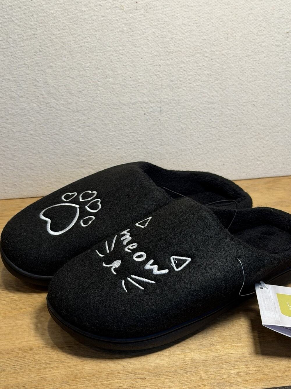 Ultraideas Cat Meow Plush House Slippers Black Women’s US 5-6 Cozy Indoor NWT